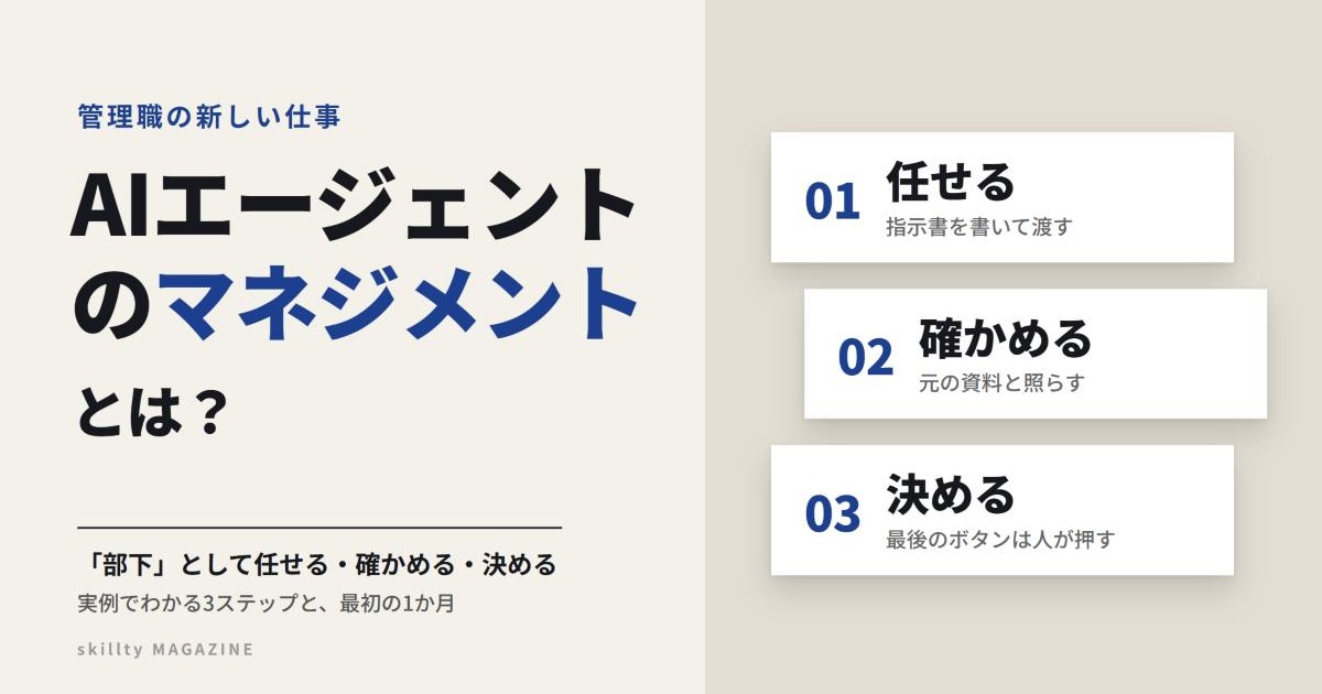 AIエージェントのマネジメントとは？「部下」として任せる・確かめる・決める、管理職の新しい仕事